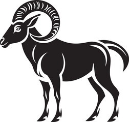 Minimalist Wild Ibex Vector Whimsical Graphic Element Simple Ibex Logo Clean Icon Concept