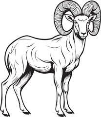 Whimsical Ibex Badge Modern Graphic Art Representation Skeleton Hammering Rock Vector Illustration with Grunge Appeal