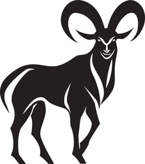 Whimsical Ibex Emblem Minimal Representation Modern Ibex Symbol Simple Logo Design