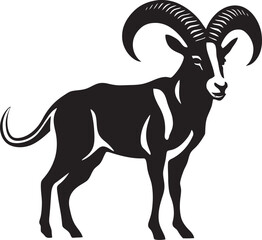 Whimsical Ibex Emblem Minimalistic Badge Simple Wild Ibex Graphic Elegant Icon Design