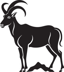 Minimalist Wild Ibex Graphic Whimsical Icon Design Clean Line Art Ibex Elegant Badge Concept
