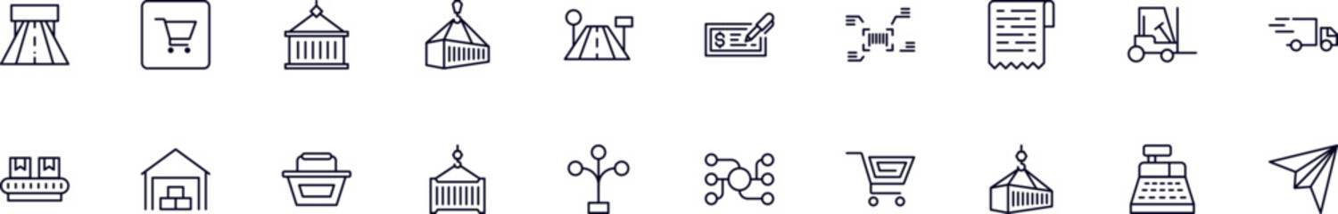 Commerce thin signs collection. Simple linear illustration for stores, shops, banners, design. Editable stroke