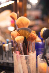 Makeup brush set at beauty store,