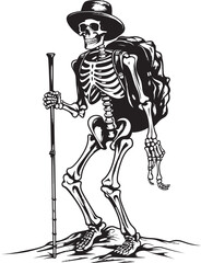 Bone Structure and Backpack Modern Icon Art Skeleton with Bag Illustration Whimsical Logo Symbol