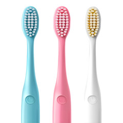 Three Colorful Manual Toothbrushes, Isolated on a Transparent Background, Graphic Resource