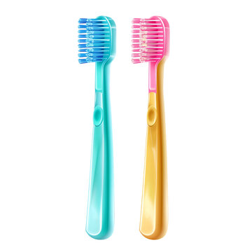 recommend clip art: Two Manual Toothbrushes With Blue and Pink Bristles, Isolated on a Transparent Background, Graphic Resource