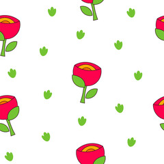 Decorative flowers. Seamless pattern. Nature floral plant. Vector drawing. Design ornaments.