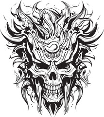 Tribal Skull Warrior Modern Symbolic Art Warrior Skull Helmet Chic Logo Artwork