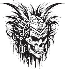 Ancient Skull Warrior Whimsical Vector Symbol Skull Warrior Symbol Elegant Logo Design
