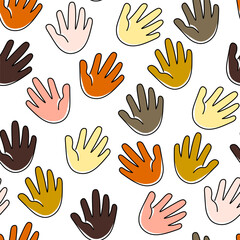 seamless pattern hands gestures in doodle style in vector. template for backdrop textile poster print design wrapping wallpaper