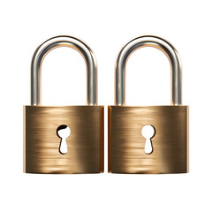 Fototapeta premium Two Padlocks, Isolated on a Transparent Background, Graphic Resource