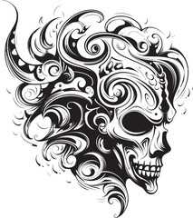 Skull Warrior Leader Whimsical Logo Symbol Tribal Warrior Skull Modern Graphic Concept