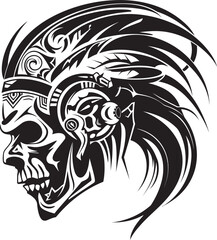 Warrior Skull Chief Minimal Vector Symbol Tribal Warrior Skull Stylish Icon Design
