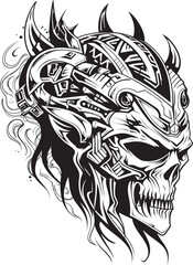 Warrior Skull Leader Elegant Emblem Design Tribal Skull Warrior Chief Modern Symbolic Illustration