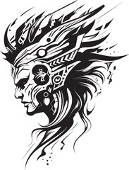 Creepy Skull Warrior Chief Minimalist Iconography Warrior Skull Leader Elegant Emblem Design