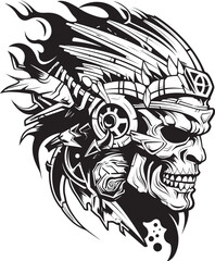 Spooky Warrior Skull Headgear Clean Logo Illustration Warrior Skull Warrior Elegant Icon Art