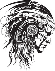 Warrior Skull Artwork Stylish Vector Illustration Bone Warrior Skull Emblem Chic Emblem Design