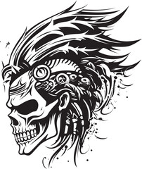 Ancient Warrior Skull Minimalistic Logo Art Warrior Skull Emblem Elegant Icon Concept