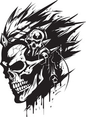 Obraz premium Warrior Skull Badge Whimsical Logo Concept Bone Warrior Head Sleek Graphic Illustration