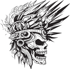 Warrior Skull Emblem Minimalist Logo Symbol Spooky Skull Warrior Head Contemporary Graphic Art