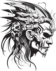 Warrior Skull Iconography Minimalistic Emblem Skull Warrior Headgear Clean Logo Illustration