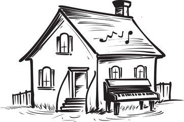 Small Village Cottage Designs Whimsical Logo Artwork Cartoon Miniature Village Playful Logo Icons