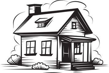 Miniature Cartoon Village Homes Logo Graphics Small Village Scene Whimsical Icon Designs