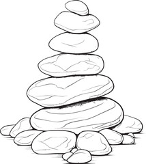 Contemporary Pebble Tower Minimalistic Icon Artwork Minimal Logo Design with Pebble Stack Abstract Concepts