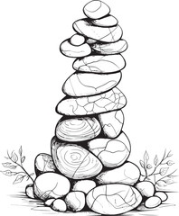 Symbolic Pebble Stack Artistic Logo Inspirations Contemporary Pebble Tower Minimalistic Icon Artwork