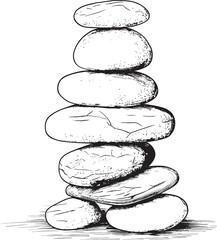 Contemporary Zen Garden Stack Simple Logo Designs Minimalistic Stone Cairn Icon Sleek Iconic Art