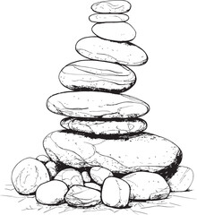 Minimal Logo Design Featuring Pebble Tower Abstract Graphic Ideas Natural Stone Pile Icon Creative Logo Inspirations