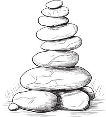 Artistic River Rock Cairn Modern Logo Concepts Minimalistic Pebble Stack Icon Sleek Icon Ideas