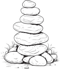 Balanced Stone Tower Artistic Graphic Design River Rock Cairn Symbolic Logo Art