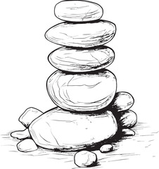 Abstract Stone Cairn Design Geometric Logo Ideas Minimalistic Pebble Sculpture Icon Natural Graphic Inspirations