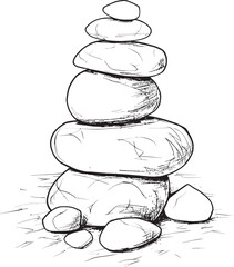 Natural Stone Cairn Symbolic Graphic Expression Creative Pebble Art Minimal Logo Innovation