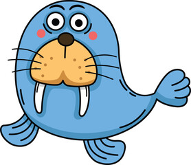 illustration of walrus outline character isolated on white background vector