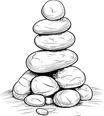 Tranquil Pebble Tower Design Artistic Graphic Innovation Sleek Pebble Stack Logo Minimal Iconic Evolution