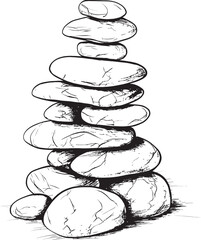 Stacked River Rock Icon Natural Logo Art Pebble Tower Illustration Modern Icon Concept
