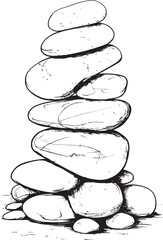 Balanced Stone Pile Icon Modern Graphic Art Stacked River Stones Abstract Logo Concept
