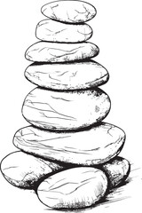 Creative Pebble Art Minimal Logo Innovation Tranquil Pebble Tower Contemporary Icon Design