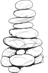 Serene Pebble Sculpture Artistic Logo Interpretation Natural Stone Cairn Symbolic Graphic Expression