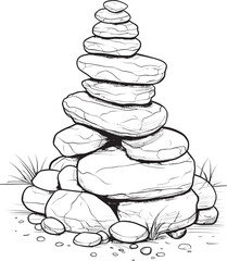 Sleek Pebble Stack Unique Graphic Creation Organic Stone Structure Artful Logo Representation