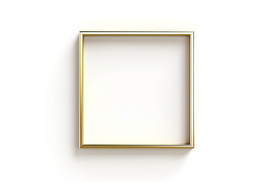 minimal gold square picture frame isolated on white background