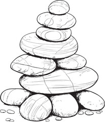 Smooth Pebble Stack Tranquil Icon Design Stacked Stone Art Minimalistic Logo Concept