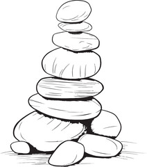 River Rock Cairn Simple Logo Art Stacked Pebble Structure Contemporary Icon Concept