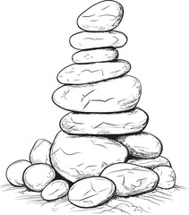 Stacked Pebble Sculpture Organic Logo Concept Pebble Tower Illustration Symbolic Graphic Design