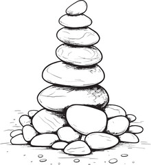 Balanced Stone Tower Modern Logo Design Zen Garden Stack Minimalist Graphic Icon