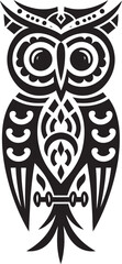 Owl Totem Pole Tattoo Design Modern Logo Creation Owl Totem Pole Symbolism Geometric Icon Composition