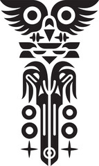 Sacred Owl Totem Spiritual Graphic Art Tribal Owl Symbol Abstract Logo Concept
