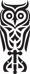 Totem Owl Spirit Guide Minimalistic Icon Form Owl Totem Pole Artwork Abstract Logo Art